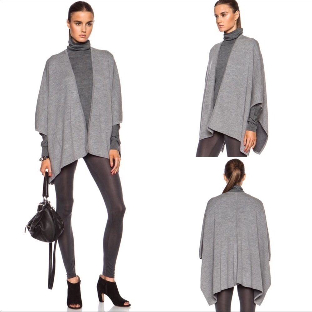 Vince Double Face Wool Blend Poncho Gray